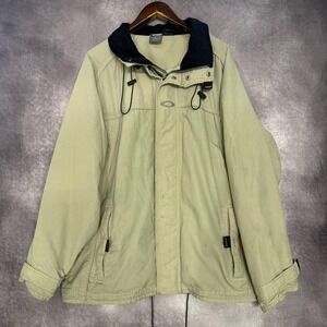 Vintage Oakley Software Jacket Men's XL Beige Hooded Parka Full Zip Ski Winter